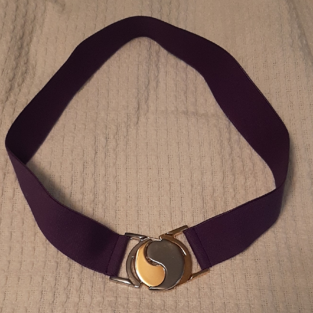 Retro Purple Belt with Silver and Gold Buckle